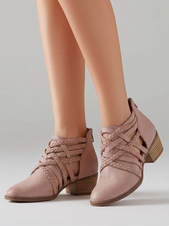 Anthropologie Shoes - Anthropologie Dusty Rose Braided Ankle Booties